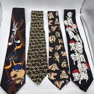 Vintage Lot Of 4 Ties Looney Tunes , Warner Bros , Steven Harris And Fratelli